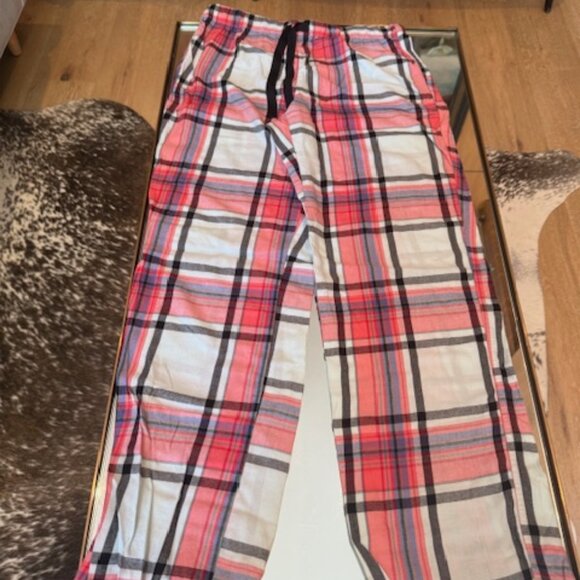 NWOT Victoria's Secret Turquoise & Pink Plaid Lightweight Flannel PJs - Size S - Picture 1 of 9